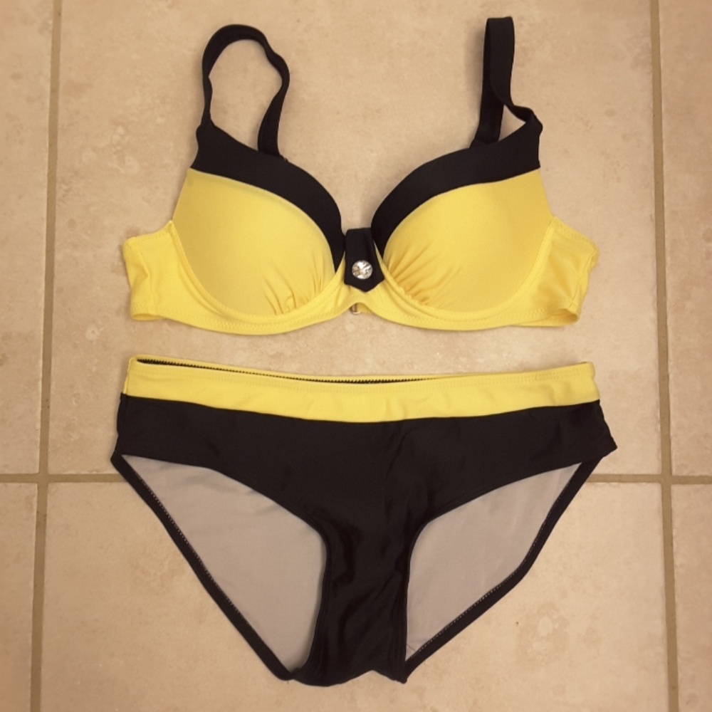 Yellow and Black Bikini Size Small